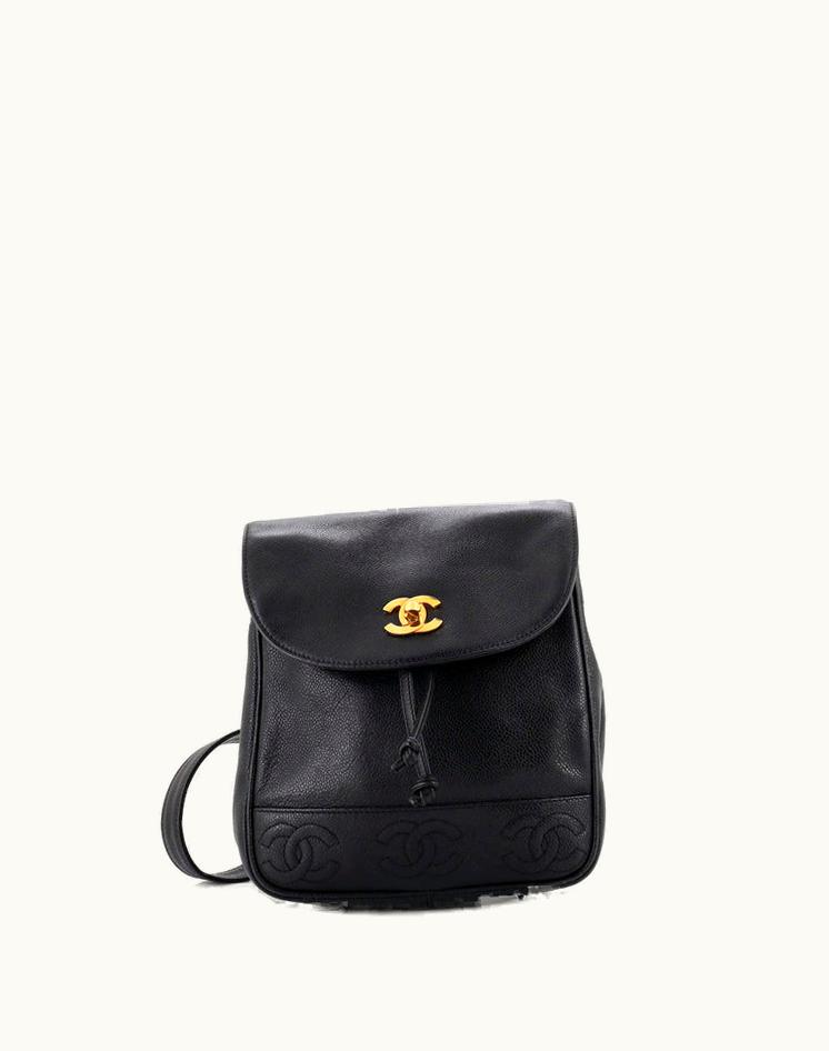 Chanel Chanel Vintage Triple Stitched CC Flap Backpack Small Black