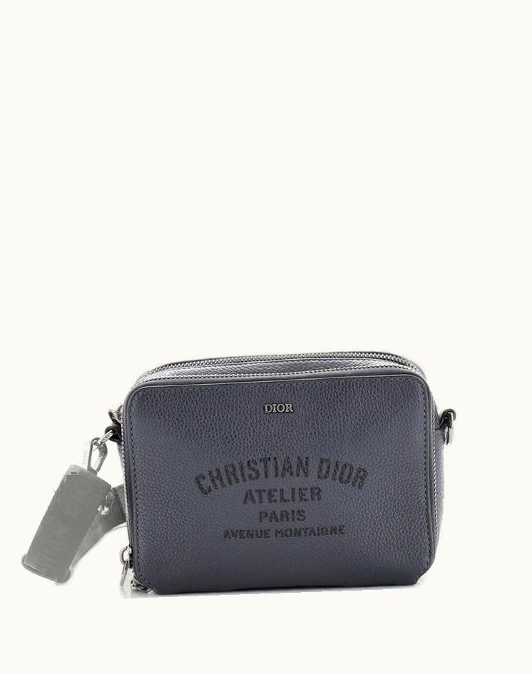 Dior Dior Double Zip Crossbody Pouch Leather Luxury Bag Gray
