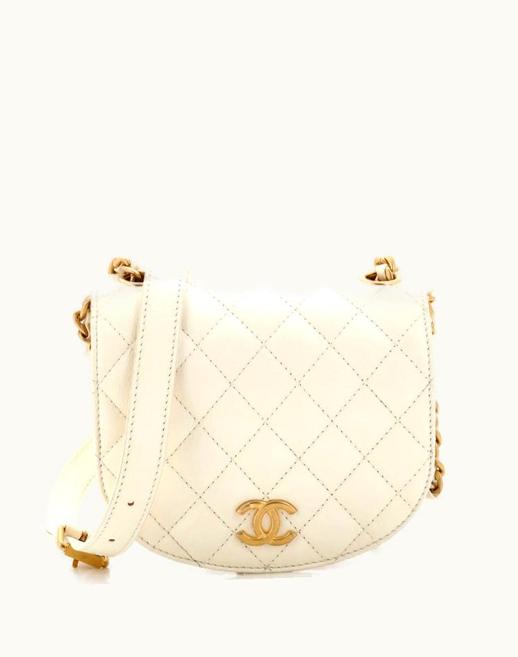 Chanel Chanel CC Full Flap Saddle Messenger Quilted Calfskin Mini