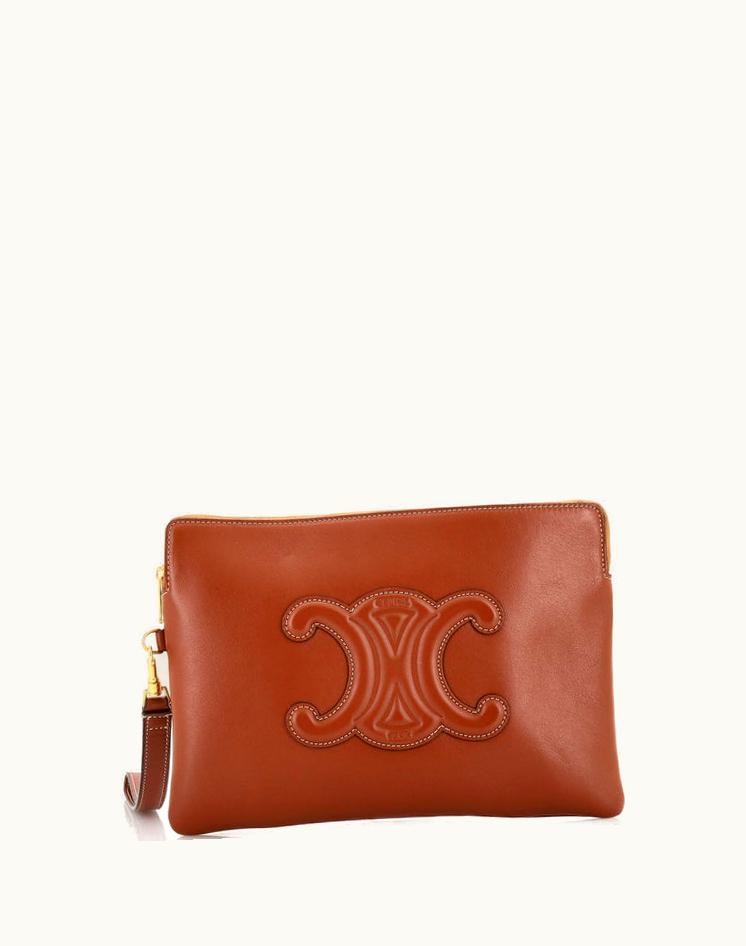 Celine Celine Cuir Triomphe Wristlet Pouch Leather Small