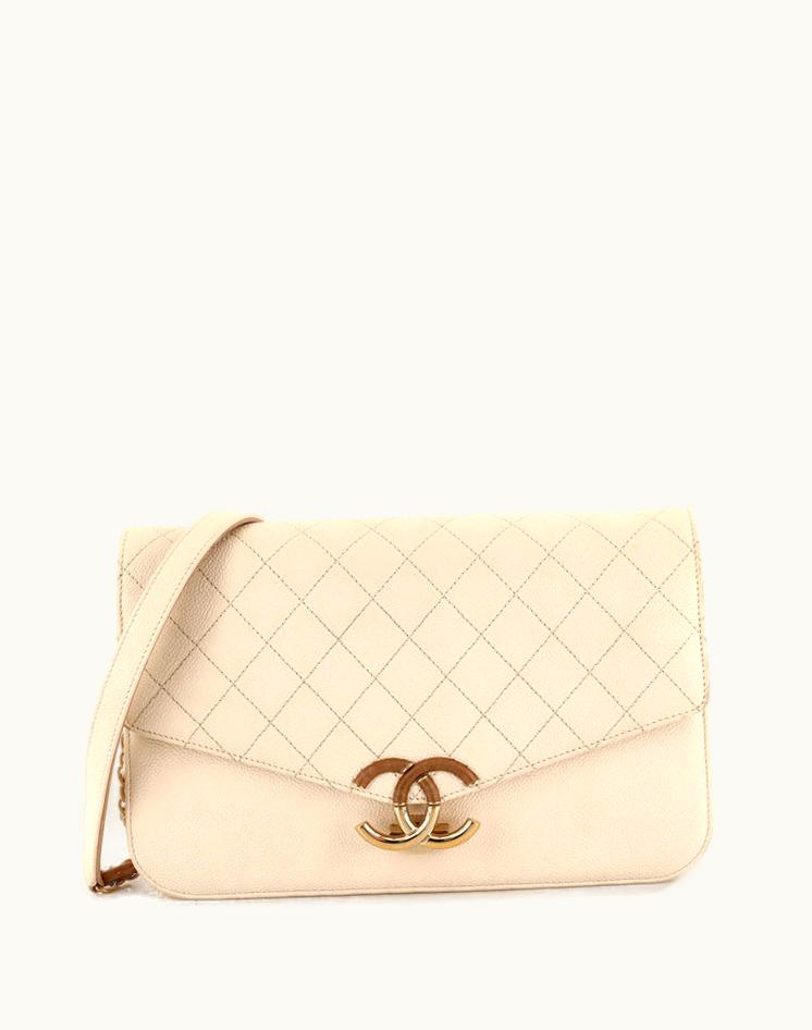 Chanel Chanel Thread Around Chain Flap Bag Quilted Caviar Medium