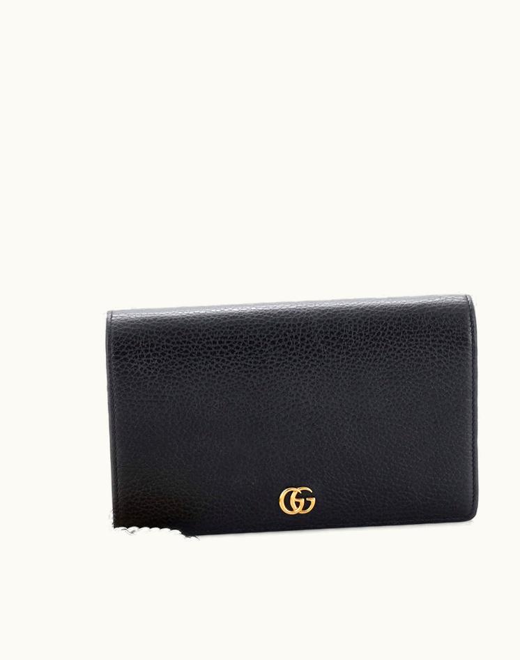 Gucci Gucci Petite GG Marmont Chain Wallet Leather Mini in Black