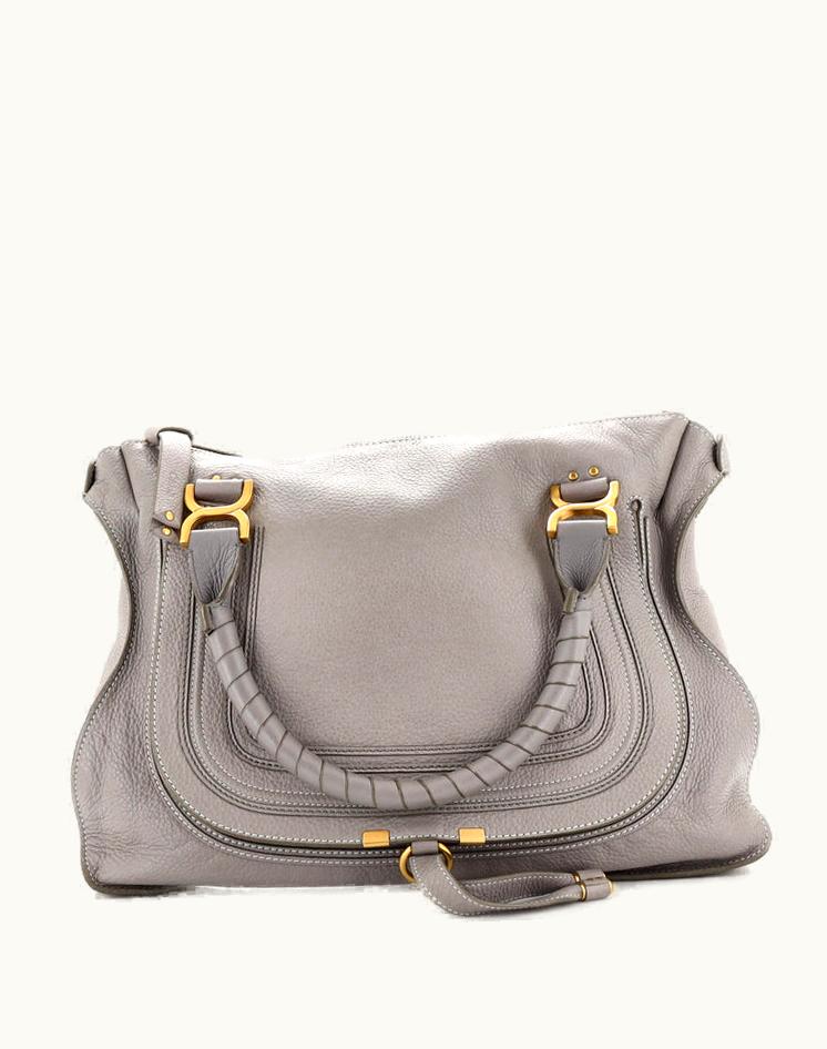 Chloe Chloe Marcie Leather Large Shoulder Bag Gray