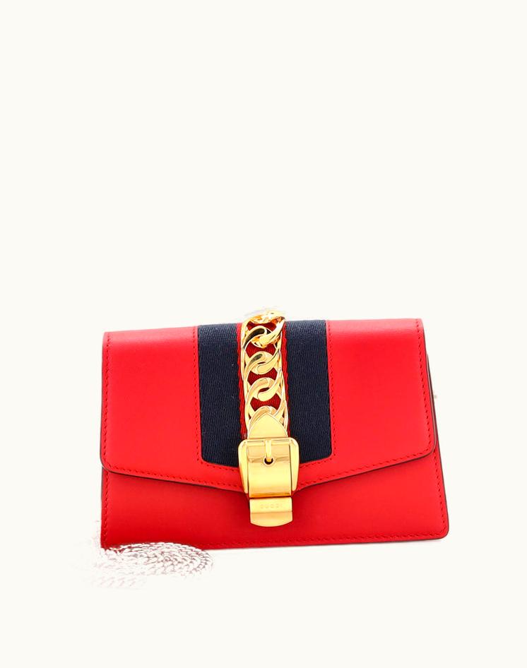 Gucci Gucci Sylvie Chain Shoulder Bag Leather Super Mini