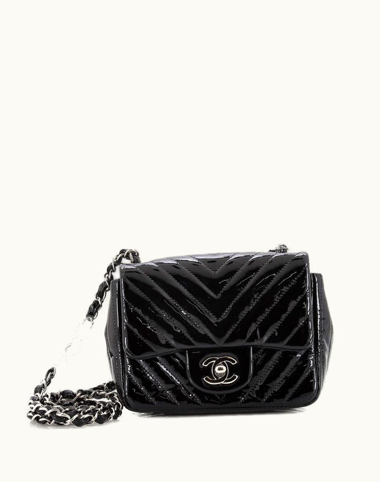 Chanel Chanel Square Classic Single Flap Bag Chevron Patent Mini