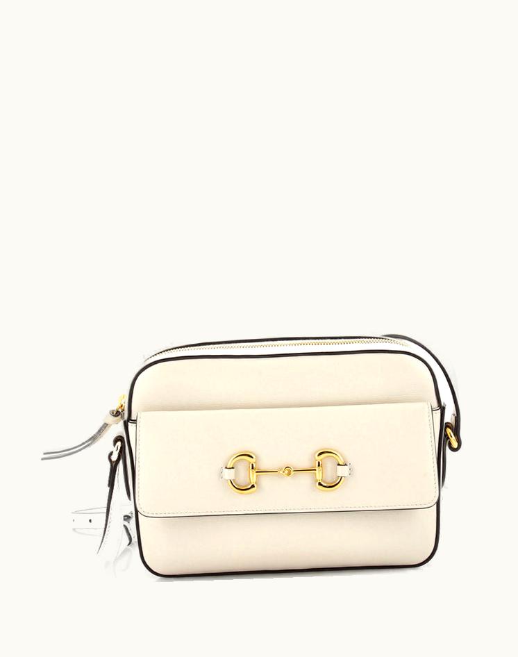 Gucci Gucci Horsebit 1955 Flap Pocket Camera Bag Leather Small Neutral Gold