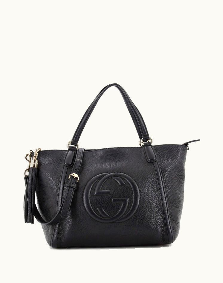 Gucci Gucci Soho Convertible Top Handle Bag Leather Small in Black