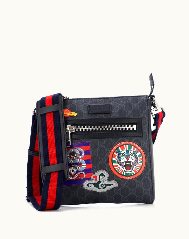 Gucci Gucci Night Courrier Zip Messenger GG Coated Canvas Small Black