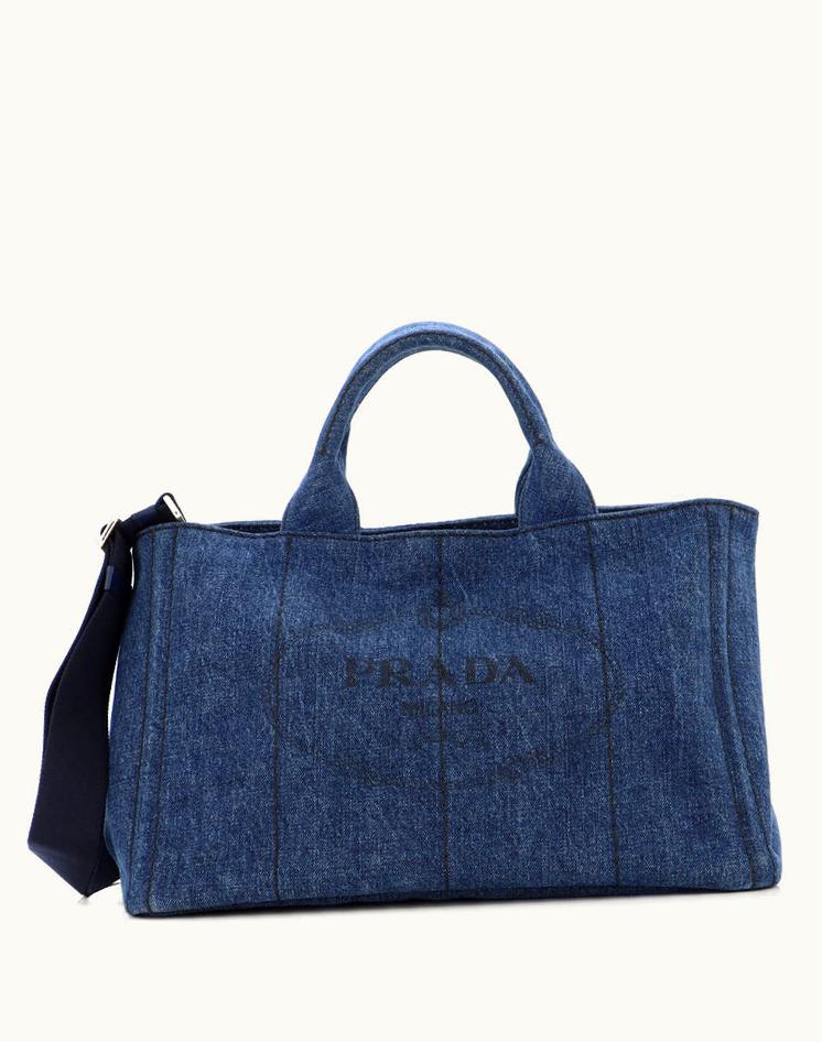Prada Prada Canapa Convertible Tote Denim Medium Blue