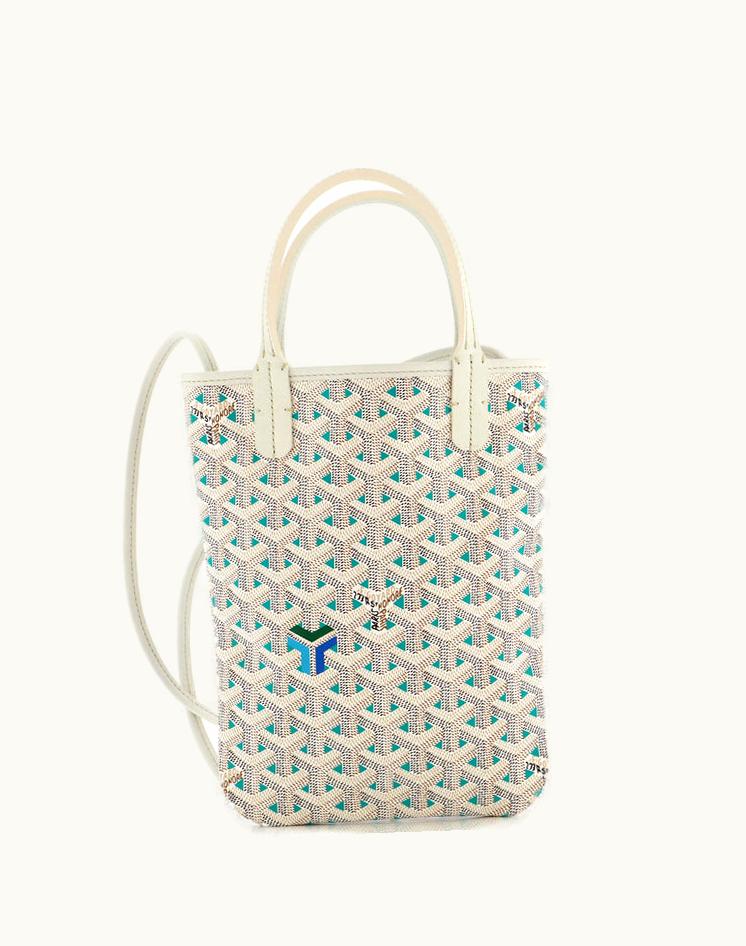 Goyard Poitiers Mini Tote Claire Voie Coated Canvas White-Green