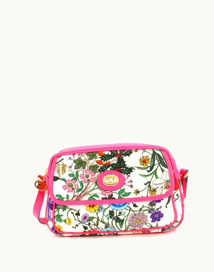 Gucci Gucci Flora Canvas Small Shoulder Bag Gold