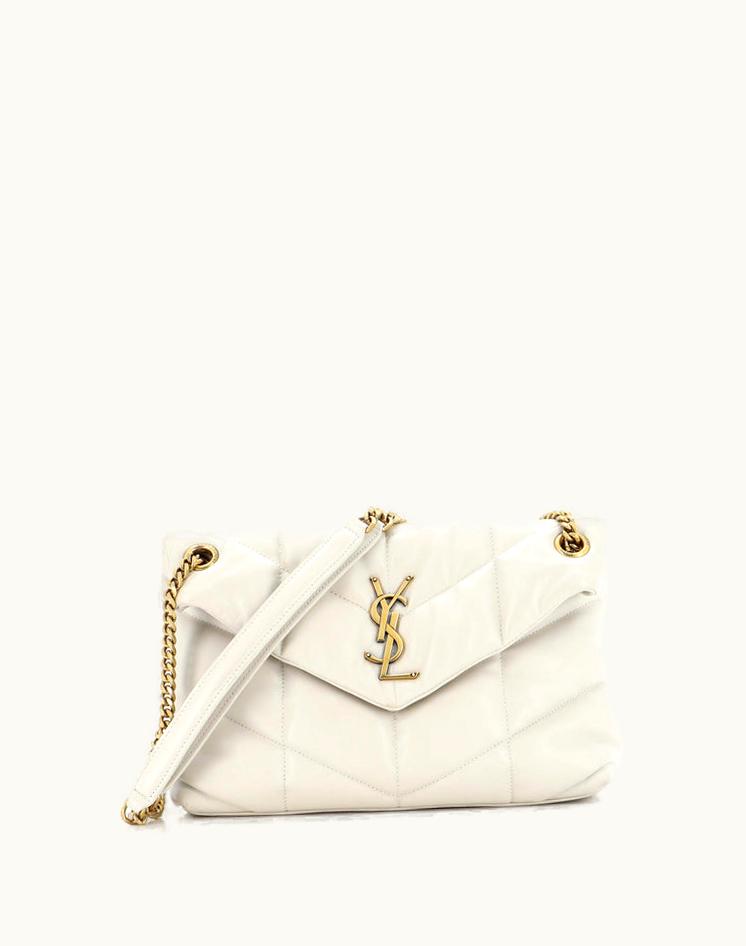 Saint Laurent Saint Laurent Loulou Puffer Shoulder Bag Quilted Leather Small Neutral Black Aged Gold