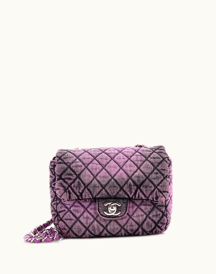 Chanel Chanel Denimpression Flap Bag Quilted Distressed Denim Small