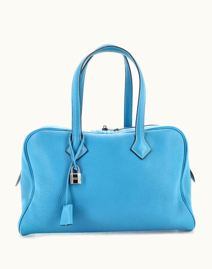 Hermès Hermès Victoria II Bag Clemence 35 Luxury Leather Tote Blue