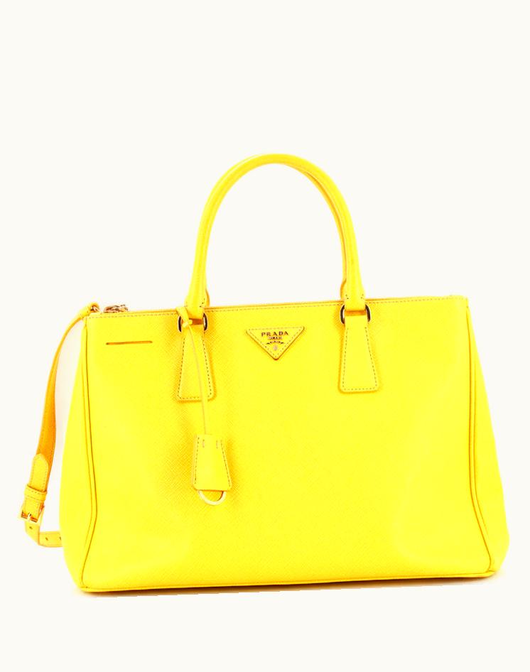 Prada Prada Double Zip Lux Tote Saffiano Leather Medium Yellow-Gold