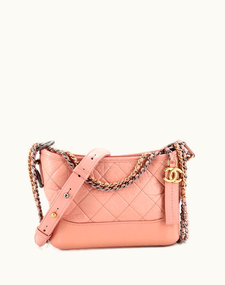 Chanel Chanel Gabrielle Hobo Quilted Aged Calfskin Small Leather Pink Gold/Silver/Aged Gold/Aged Silver