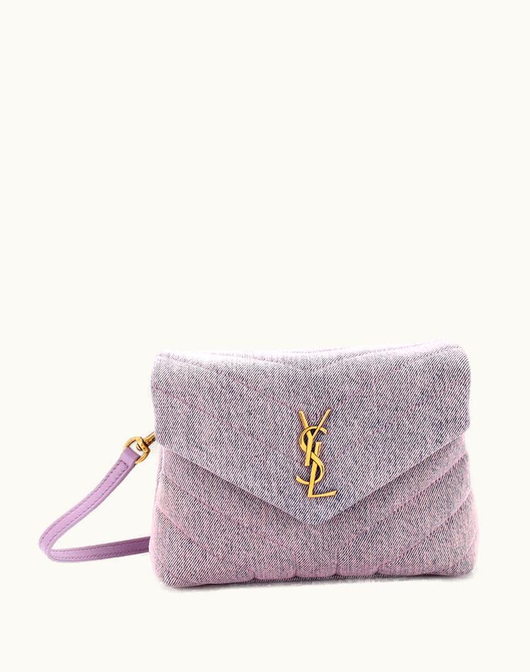 Saint Laurent Saint Laurent Loulou Shoulder Bag Matelasse Chevron Denim Toy Purple