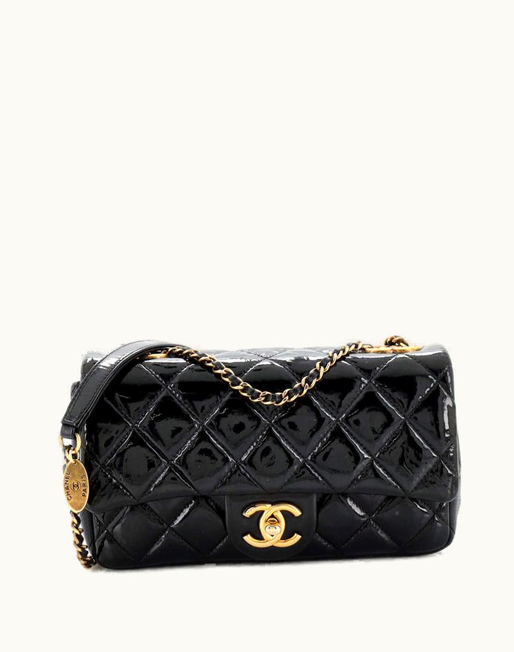 Chanel Chanel CC Eyelet Flap Bag Quilted Patent Small