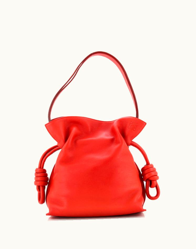 Loewe Loewe Flamenco Knot Bag Leather Small Red Silver