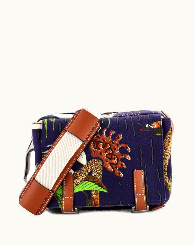 Loewe Loewe Military Messenger Bag Printed Canvas XS Blue