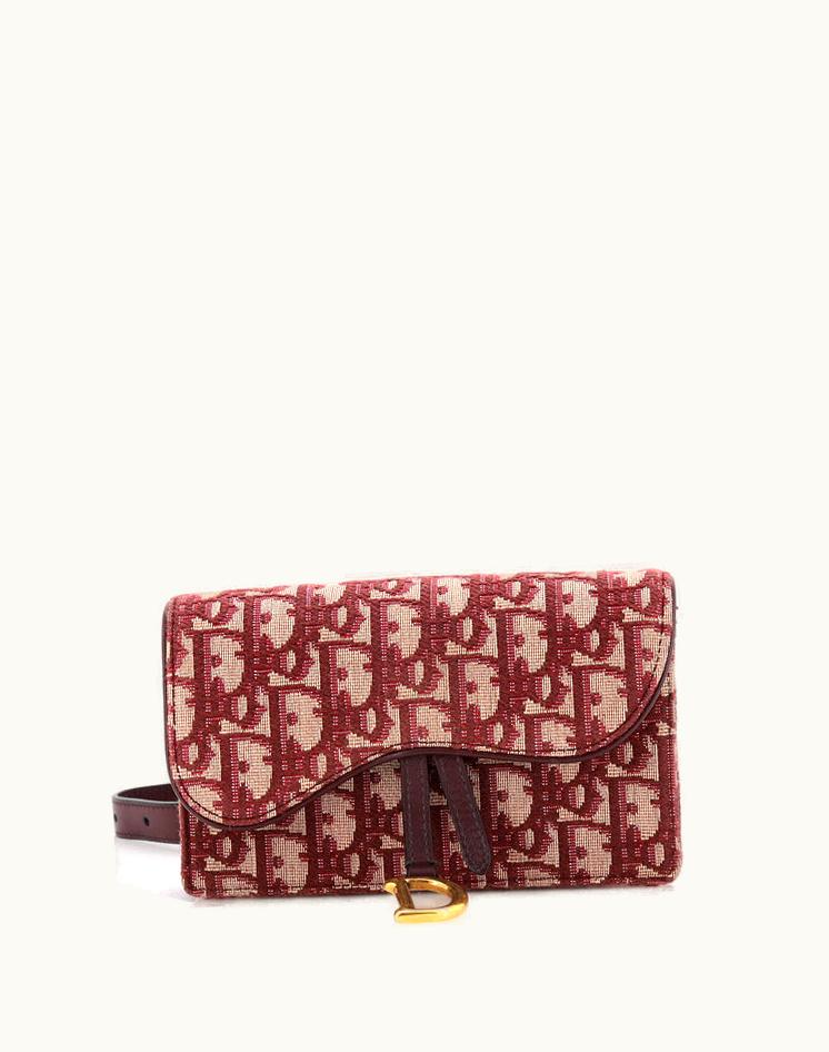 Dior Christian Dior Saddle Rectangular Belt Bag Oblique Canvas Red