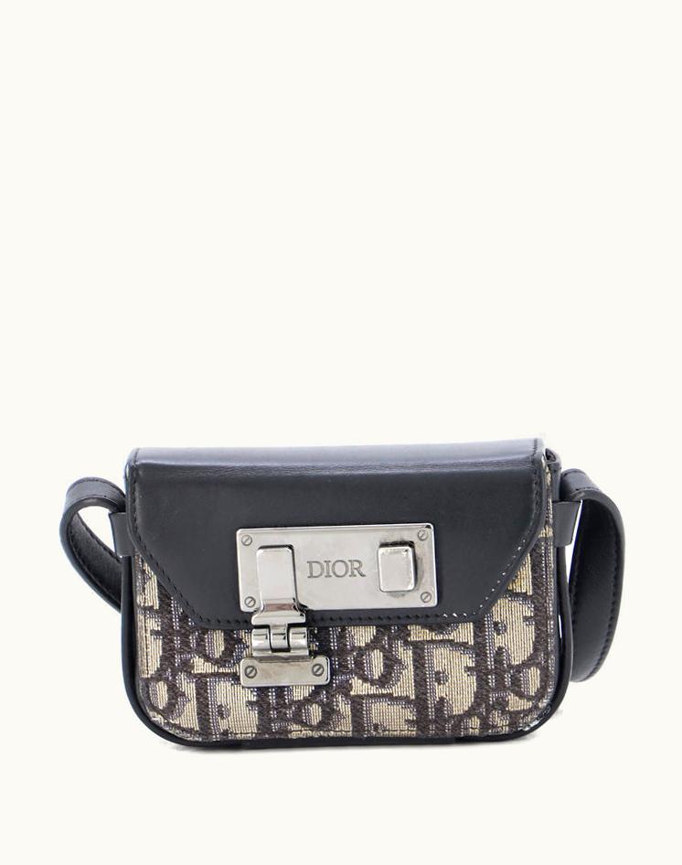 Dior Dior Clasp Lock Messenger Pouch Oblique Canvas And Leather Nano