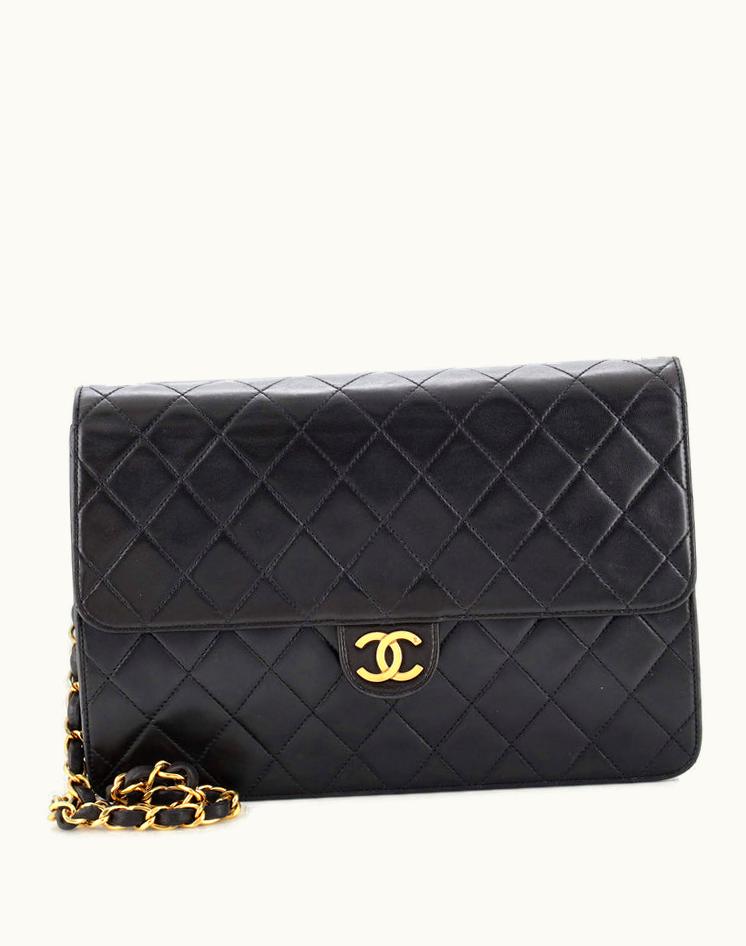 Chanel Chanel Vintage Clutch With Chain Quilted Leather Medium