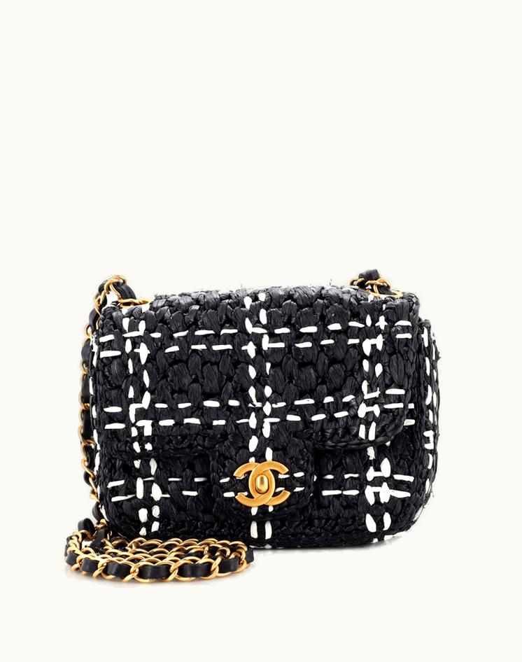 Chanel Chanel CC Chain Flap Bag Woven Raffia Mini