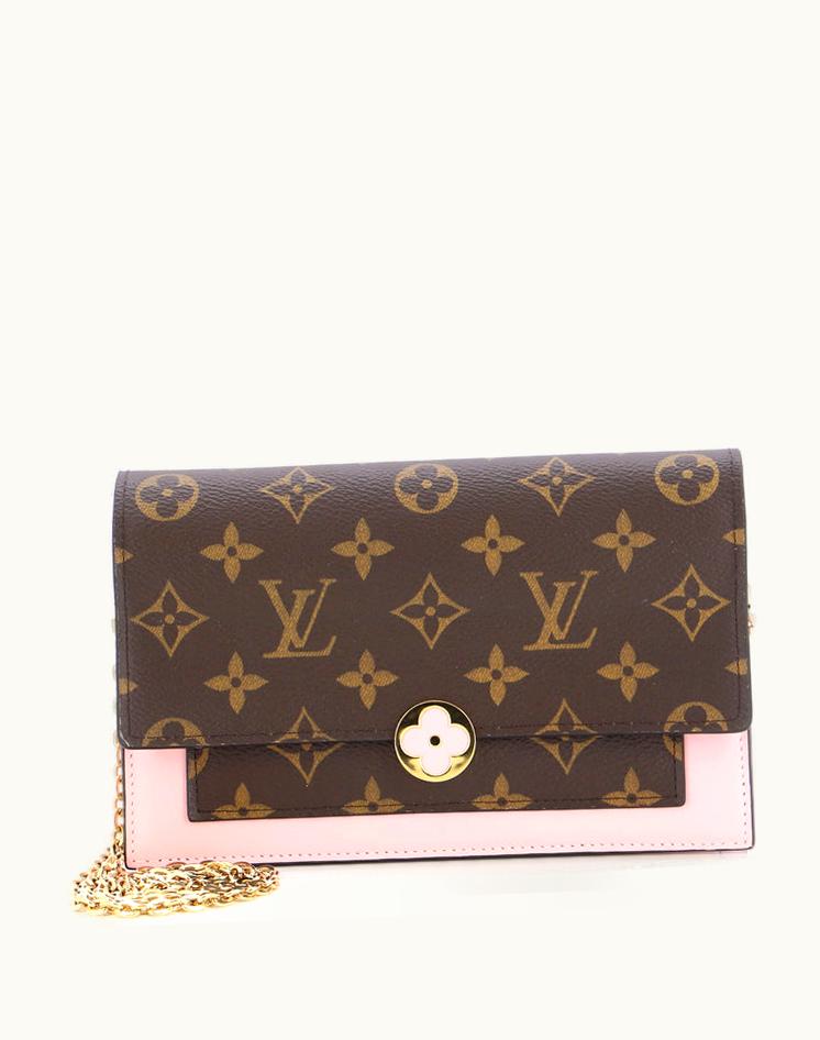 Louis Vuitton Louis Vuitton Flore Chain Wallet Monogram Canvas Brown Pink Gold