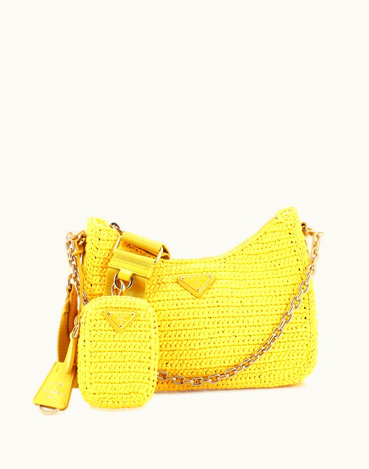 Prada Prada 236124/258 Re-Edition Shoulder Bag Raffia Small Yellow
