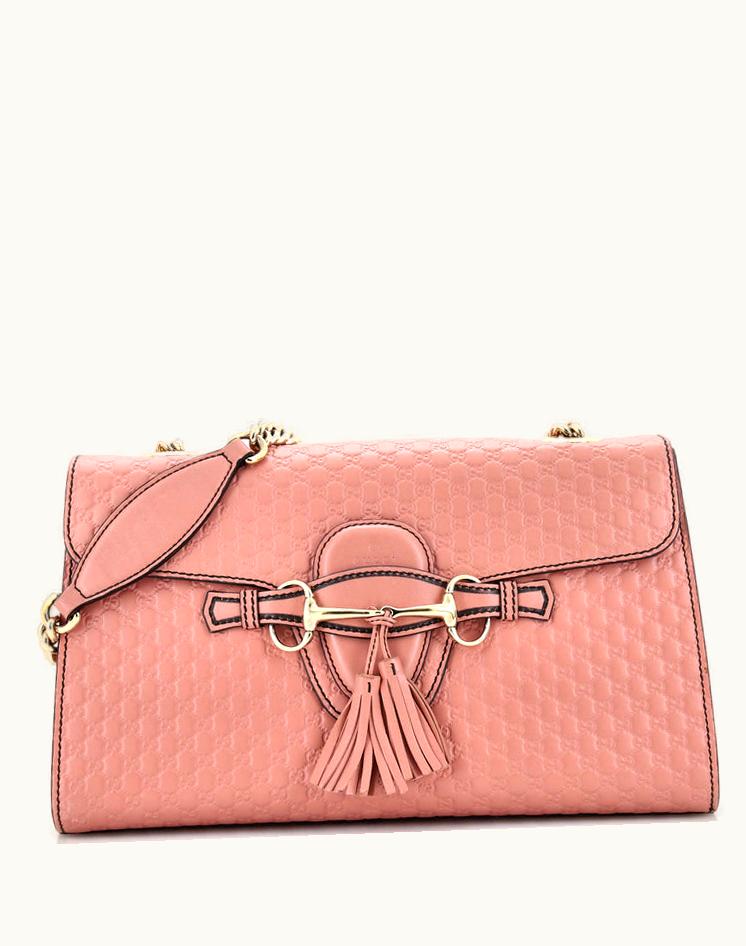 Gucci Gucci Emily Chain Flap Bag (Outlet) Microguccissima Leather Medium Pink
