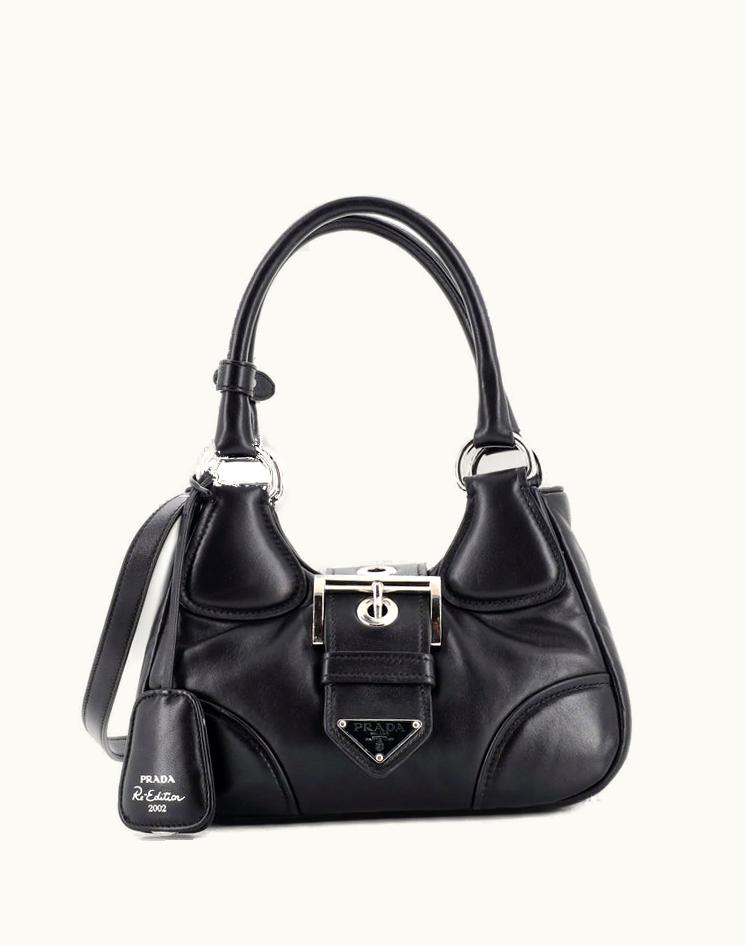 Prada Prada Re-Edition 2002 Moon Handle Bag Padded Nappa Leather Black