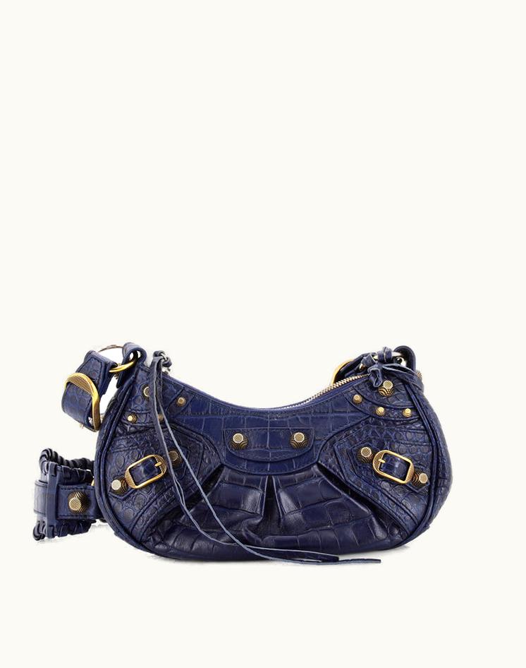 Balenciaga Balenciaga Le Cagole Giant Studs Shoulder Bag Leather XS Blue