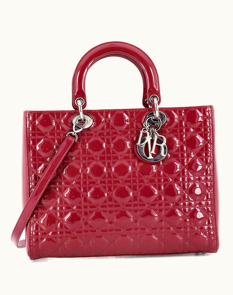 Dior Dior Lady Dior Bag Cannage Quilt Patent Large in Purple