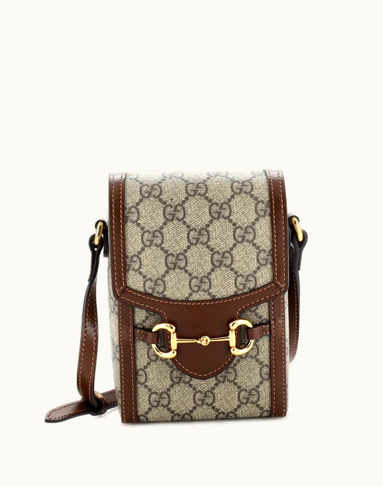 Gucci Gucci Horsebit 1955 Crossbody Bag GG Coated Canvas Mini in Brown