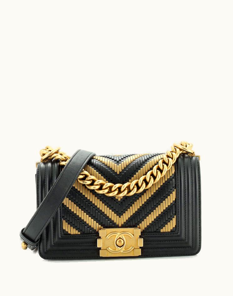 Chanel Chanel Boy Flap Bag Braided Chevron Calfskin And Lambskin Small