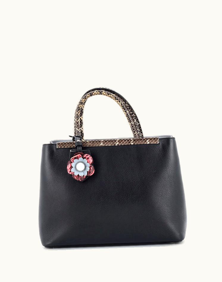Fendi Fendi Flowerland 2Jours Bag Embellished Leather With Python Petite