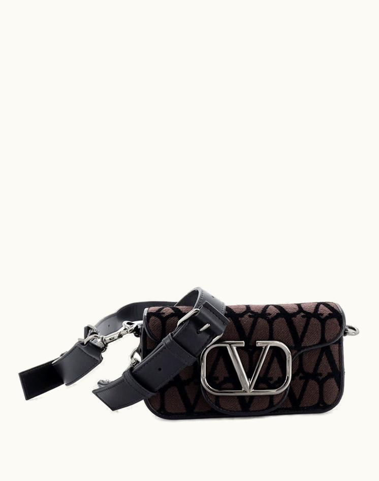 Valentino Valentino Vlogo Loco Flap Shoulder Bag Printed Canvas Small