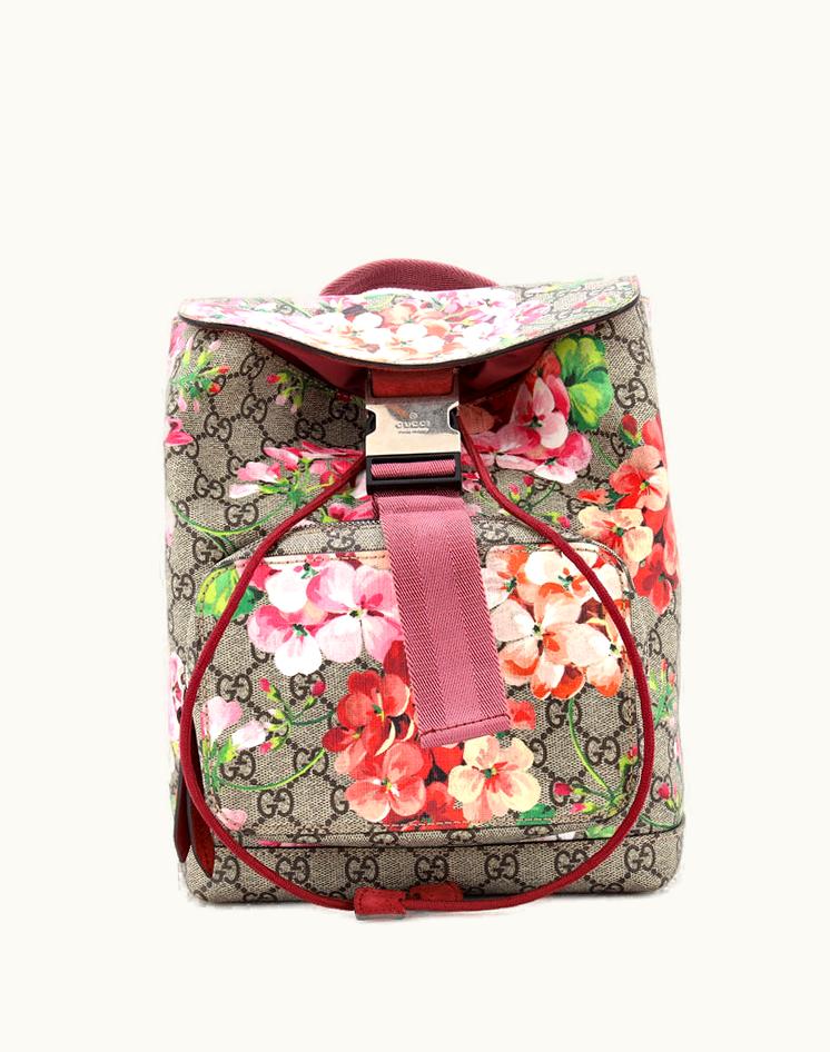 Gucci Gucci Buckle Backpack Blooms Print GG Coated Canvas Small