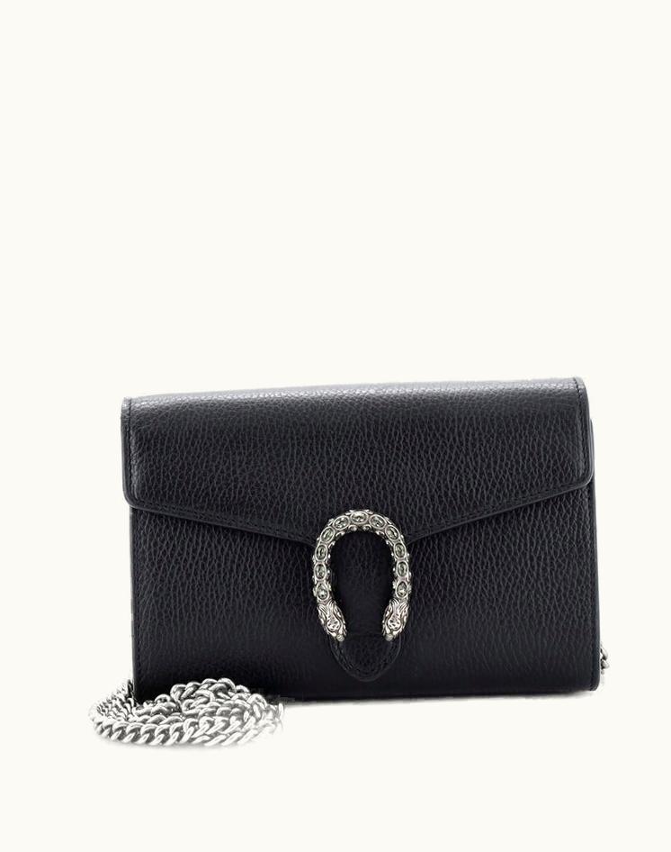 Gucci Gucci Dionysus Chain Wallet Leather With Embellished Detail Small in Black