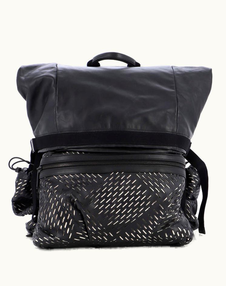 Bottega Veneta Bottega Veneta Fold Over Backpack Leather With Perforated Detail