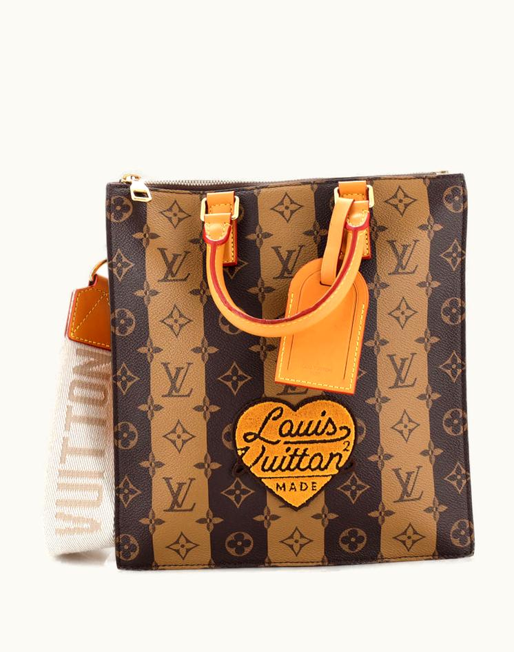 Louis Vuitton Louis Vuitton Nigo Sac Plat Cross Limited Edition Stripes Monogram Canvas Brown Luxury Tote