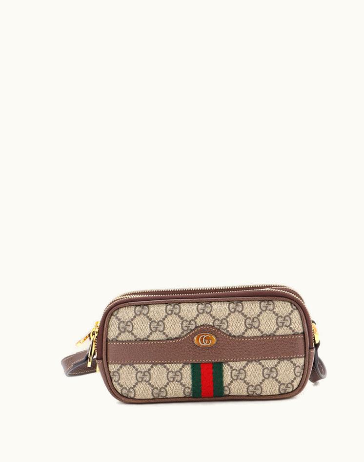 Gucci Gucci Ophidia Triple Zip Crossbody Bag GG Coated Canvas Mini