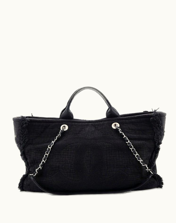 Chanel Chanel Double Face Deauville Tote Fringe Quilted Canvas Medium