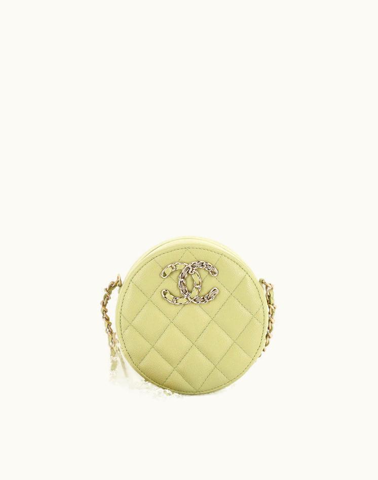 Chanel Chanel French New Wave Round Clutch With Chain Quilted Caviar