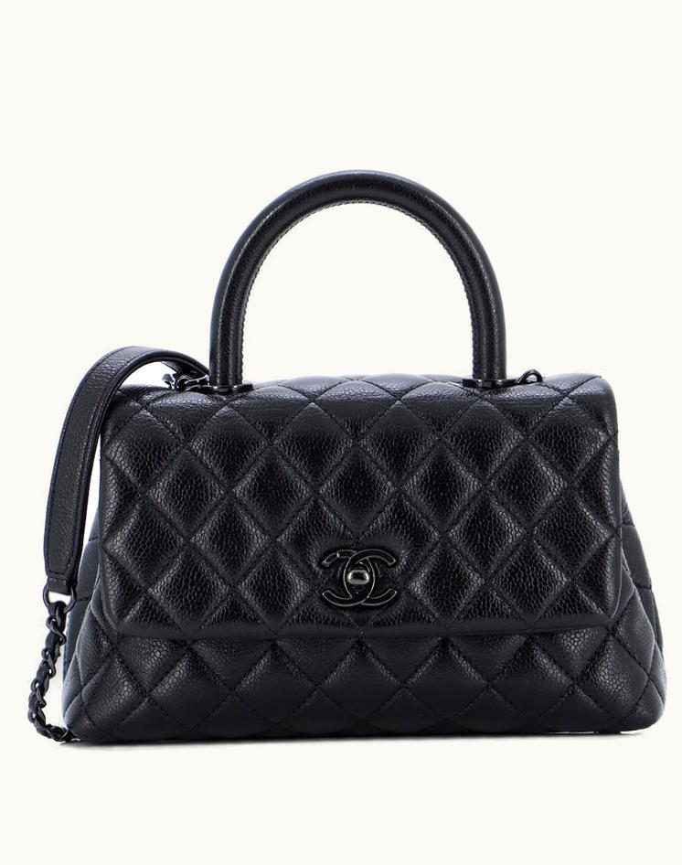 Chanel Chanel So Black Coco Top Handle Bag Quilted Glazed Caviar Mini
