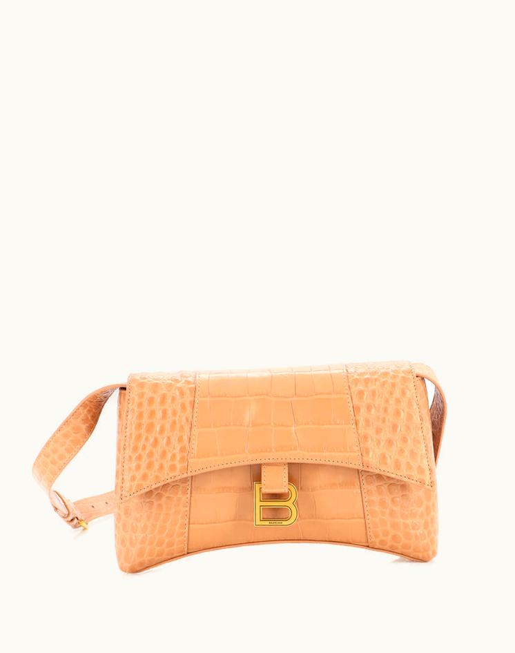 Balenciaga Balenciaga Hourglass Sling Shoulder Bag Crocodile Embossed Leather Small
