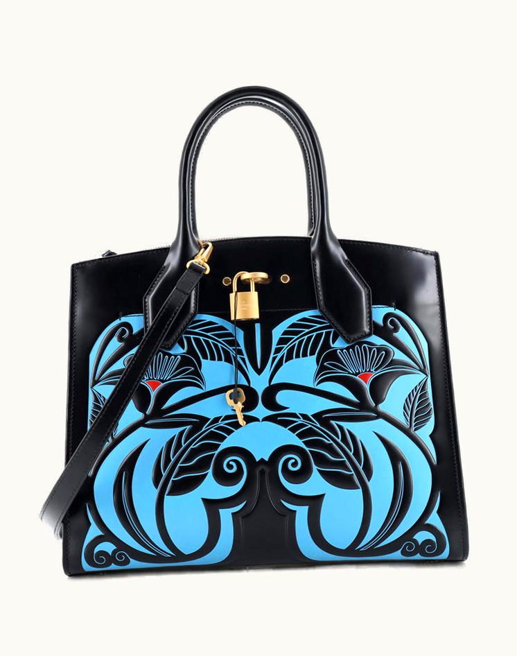 Louis Vuitton Louis Vuitton City Steamer Handbag Floral Embossed Leather MM