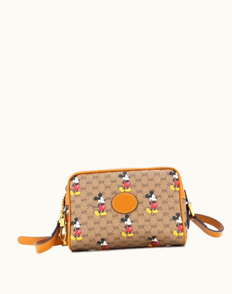 Gucci Gucci Disney Mickey Mouse Shoulder Bag Printed Mini GG Coated Canvas Mini