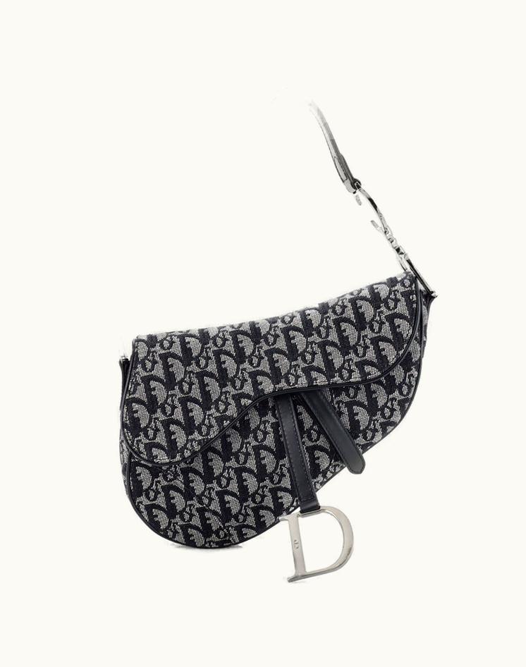 Dior Dior Vintage Saddle Bag Diorissimo Canvas Medium